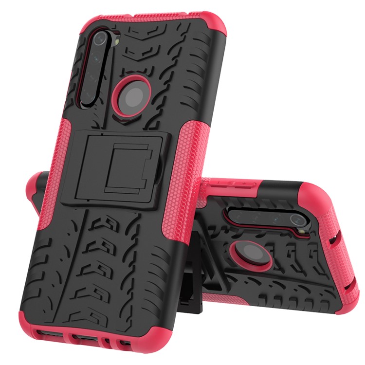 Cool Tyre Hybrid PC + TPU Cover Shell with Kickstand for Xiaomi Redmi Note 8 - Rose-2