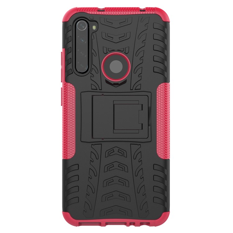 Cool Tyre Hybrid PC + TPU Cover Shell with Kickstand for Xiaomi Redmi Note 8 - Rose-3