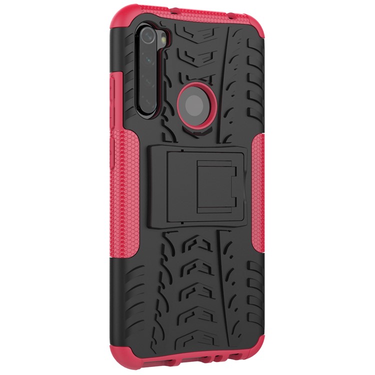 Cool Tyre Hybrid PC + TPU Cover Shell with Kickstand for Xiaomi Redmi Note 8 - Rose-5