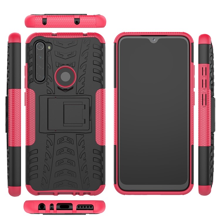 Cool Tyre Hybrid PC + TPU Cover Shell with Kickstand for Xiaomi Redmi Note 8 - Rose-9