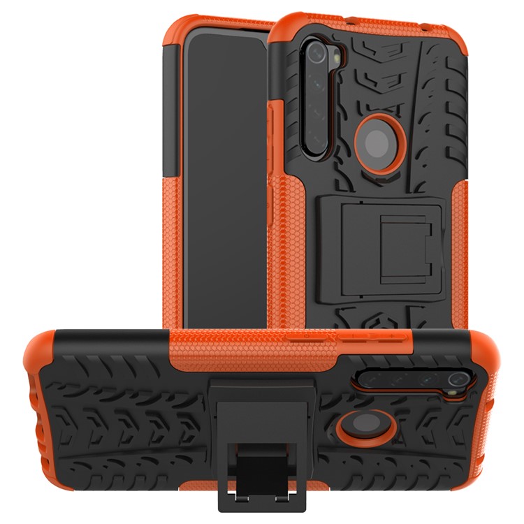 Cool Tyre Hybrid PC + TPU Cover Shell with Kickstand for Xiaomi Redmi Note 8 - Orange-1