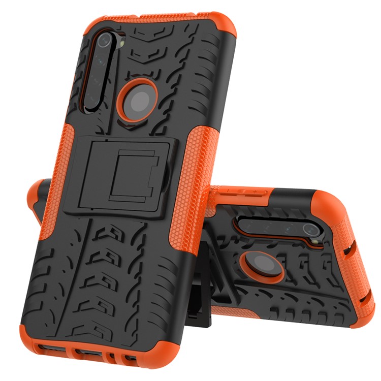 Cool Tyre Hybrid PC + TPU Cover Shell with Kickstand for Xiaomi Redmi Note 8 - Orange-2