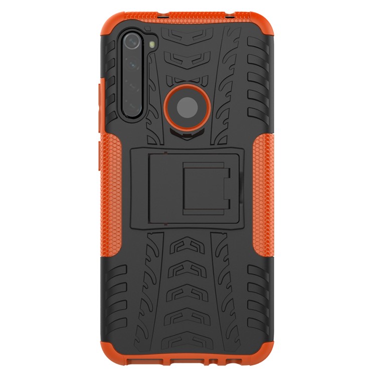 Cool Tyre Hybrid PC + TPU Cover Shell with Kickstand for Xiaomi Redmi Note 8 - Orange-3