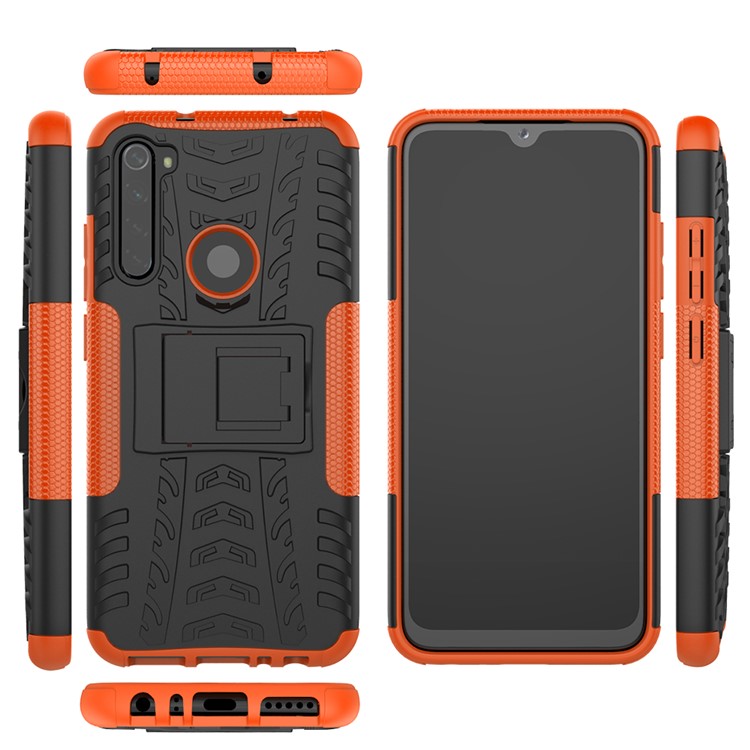 Cool Tyre Hybrid PC + TPU Cover Shell with Kickstand for Xiaomi Redmi Note 8 - Orange-9
