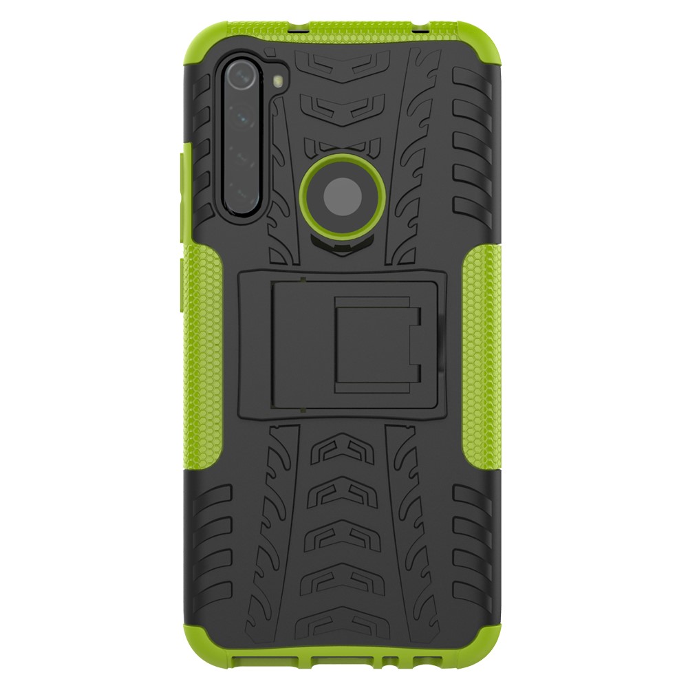 Cool Tire Hybrid PC + TPU Cover Shell с Кипкой Для Xiaomi Redmi Note 8 - Зеленый