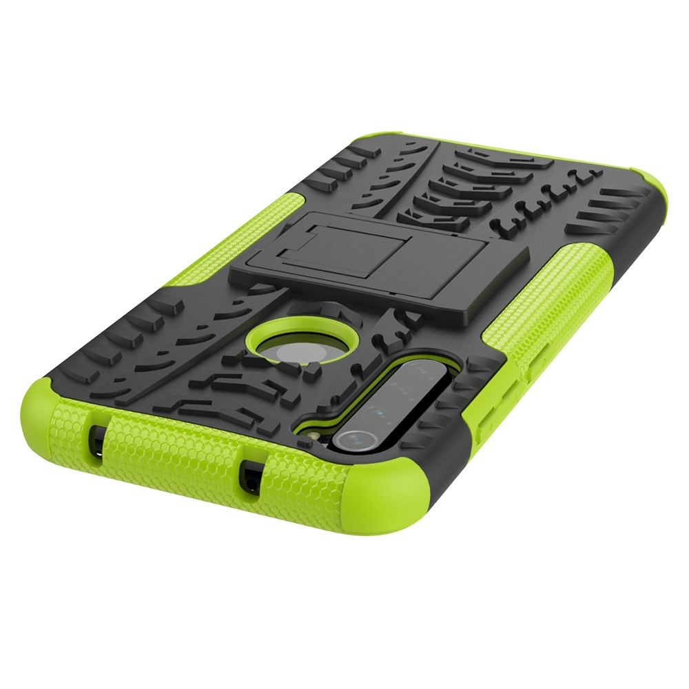 Cool Pneu Híbrido PC + TPU Tampa Shell Com Kickstand Para Xiaomi Redmi Nota 8 - Verde