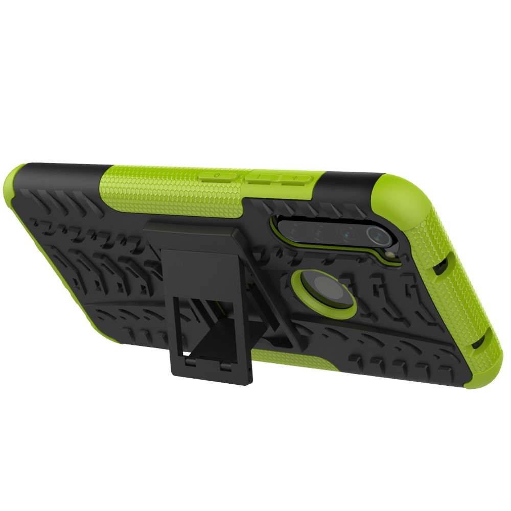 Coque Hybride PC + TPU à Pneu Cool Avec Degs-pied Pour Xiaomi Redmi Note 8 - Vert