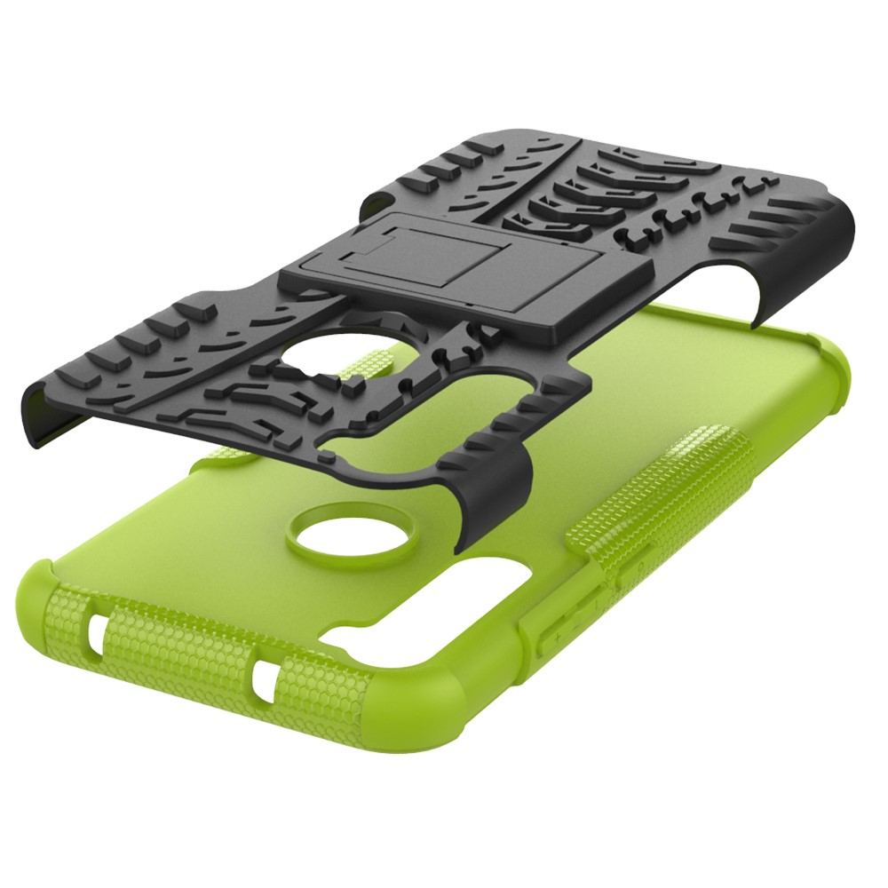 Cool Pneu Híbrido PC + TPU Tampa Shell Com Kickstand Para Xiaomi Redmi Nota 8 - Verde