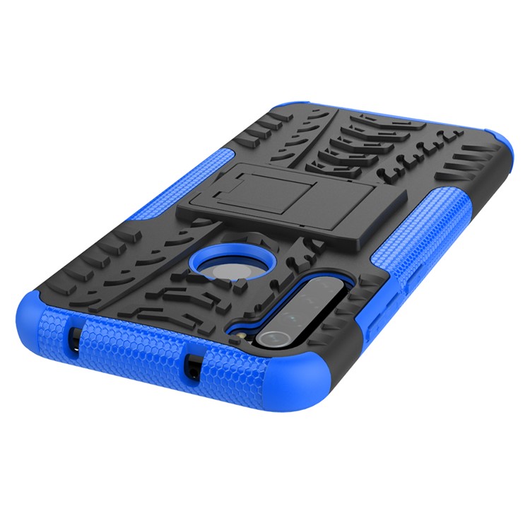 PC Híbrida de Neumático Fresco + Cubierta de Tpu de Tpu Con Parada de Patada Para Xiaomi Redmi Note 8 - Azul