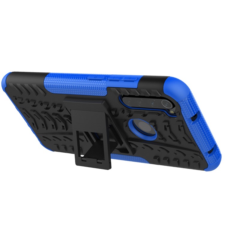 Cool Pneu Híbrido PC + TPU Tampa Shell Com Kickstand Para Xiaomi Redmi Nota 8 - Azul-7