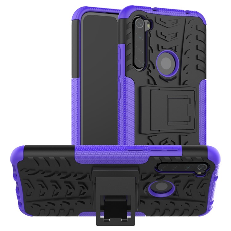 Cool Tyre Hybrid PC + TPU Cover Shell with Kickstand for Xiaomi Redmi Note 8 - Purple-1