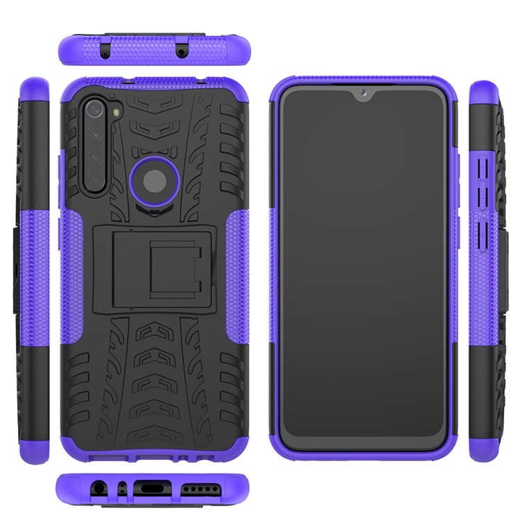 Cool Tyre Hybrid PC + TPU Cover Shell with Kickstand for Xiaomi Redmi Note 8 - Purple-9