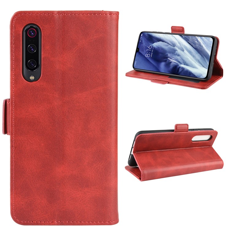 Magnet Adsorption Leather Wallet Phone Stand Case for Xiaomi Mi 9 Pro / Mi 9 Pro 5G - Red-2