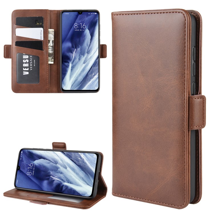 Magnet Adsorption Leather Wallet Phone Stand Case for Xiaomi Mi 9 Pro / Mi 9 Pro 5G - Coffee-1