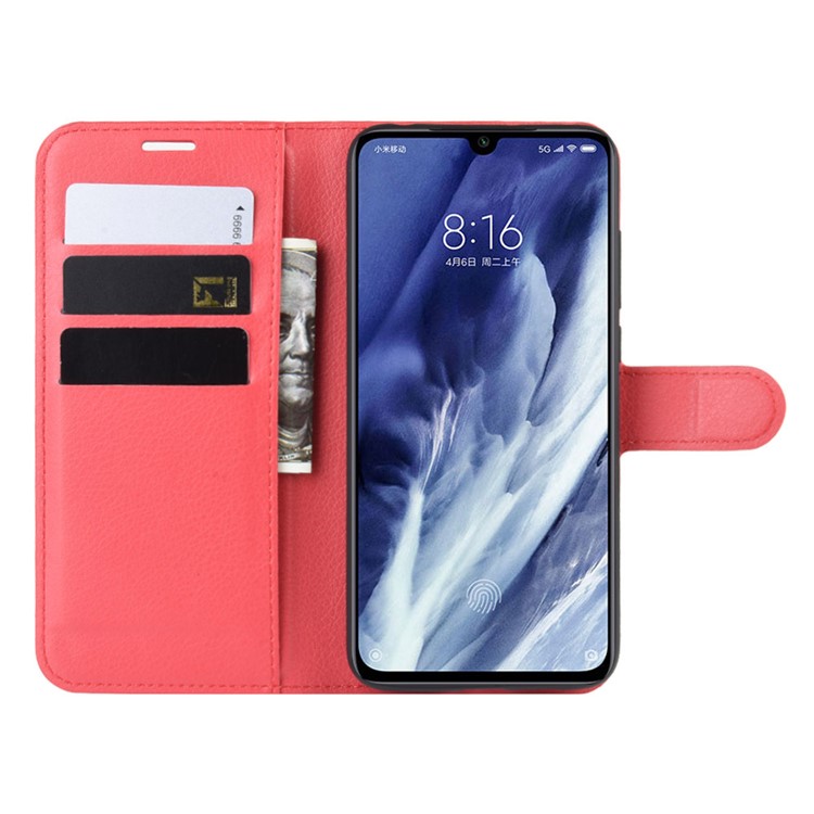 Litchi Skin Wallet Leather Stand Case for Xiaomi Mi 9 Pro / Mi 9 Pro 5G - Red-5