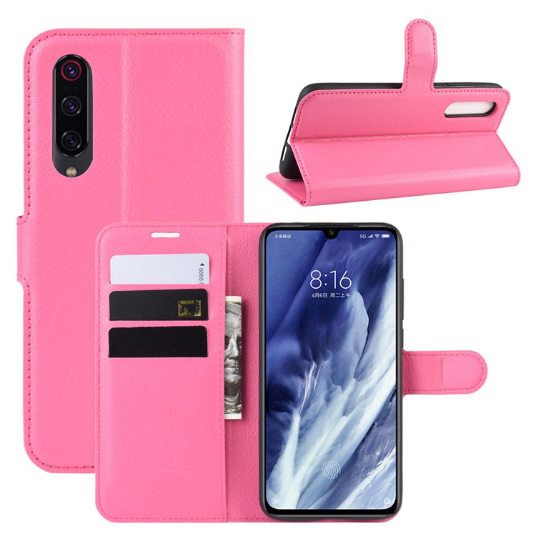 Litchi Skin Wallet Leather Stand Case for Xiaomi Mi 9 Pro / Mi 9 Pro 5G - Rose-1