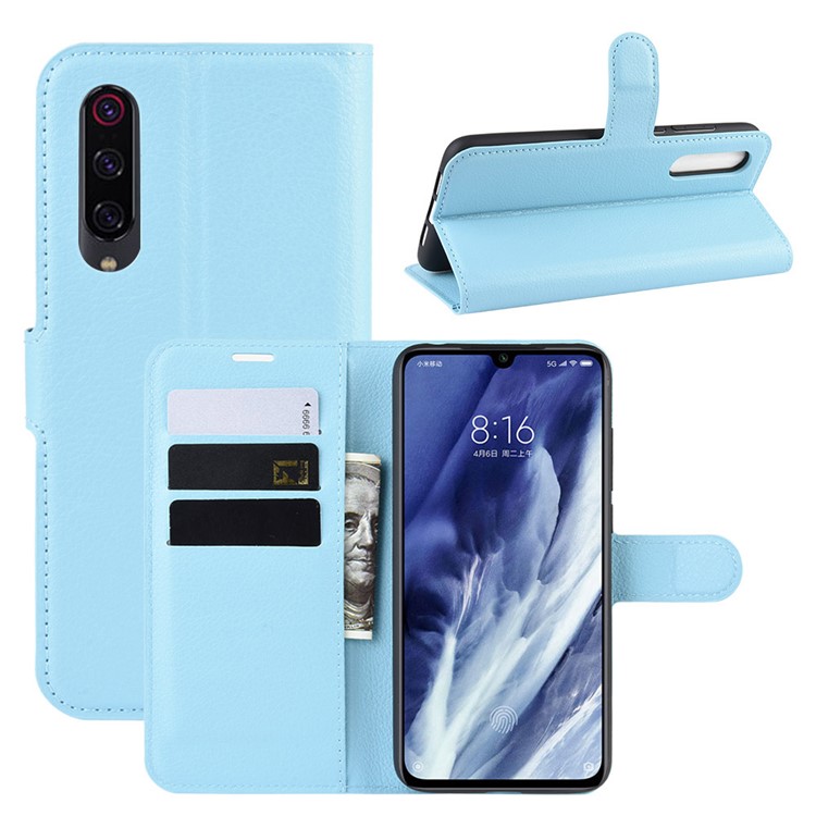Litchi Skin Wallet Leather Stand Case for Xiaomi Mi 9 Pro / Mi 9 Pro 5G - Baby Blue-1