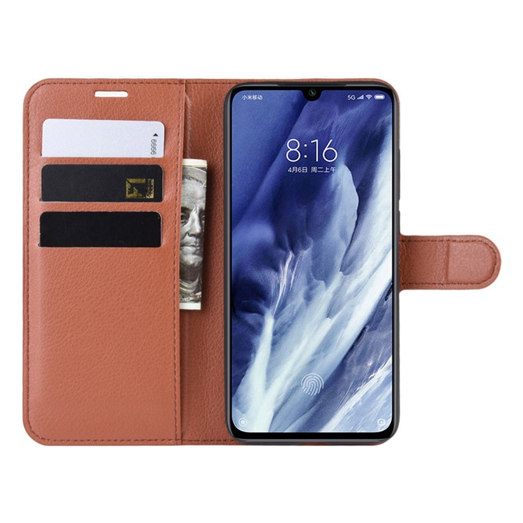 Litchi Skin Wallet Leather Stand Case for Xiaomi Mi 9 Pro / Mi 9 Pro 5G - Brown-5