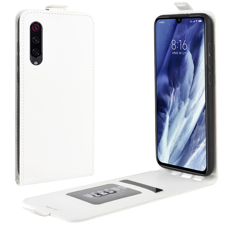 Crazy Horse Vertical Flip Leather Phone Casing with Card Holder for Xiaomi Mi 9 Pro 5G / Mi 9 Pro - White-1