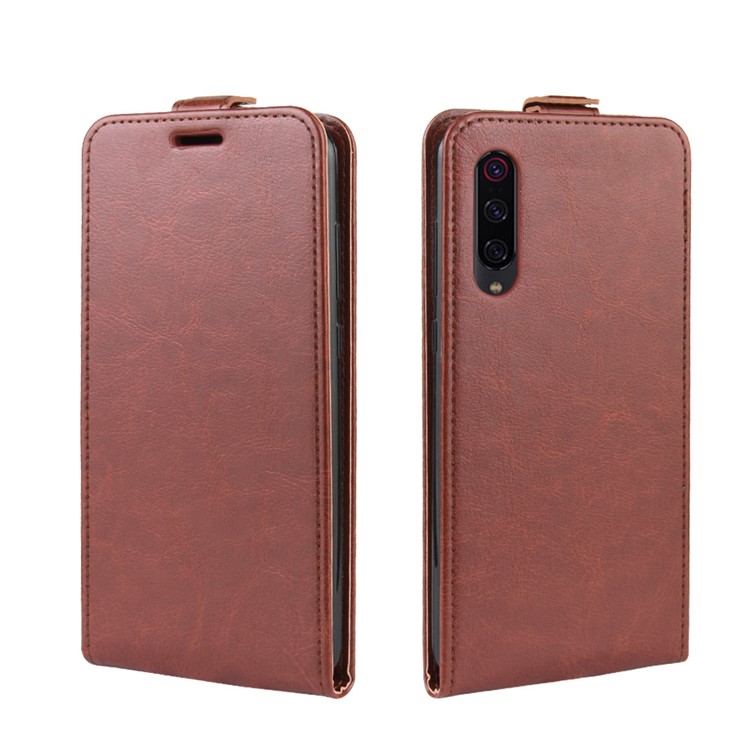 Crazy Horse Vertical Flip Leather Phone Casing with Card Holder for Xiaomi Mi 9 Pro 5G / Mi 9 Pro - Brown-2