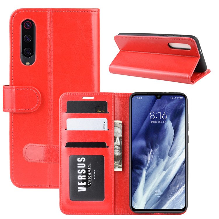 Crazy Horse Leather Wallet Case for Xiaomi Mi 9 Pro / Mi 9 Pro 5G - Red-2