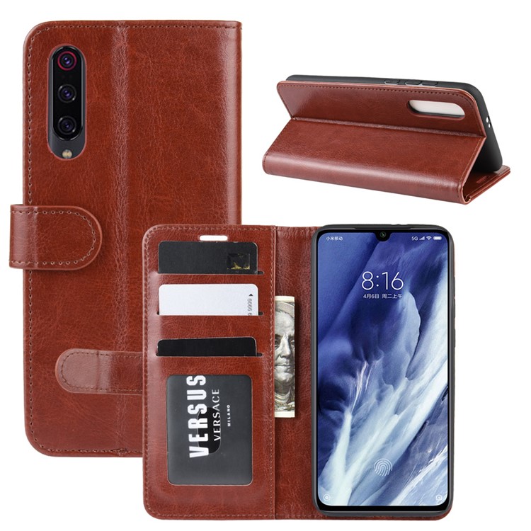 Crazy Horse Leather Wallet Case for Xiaomi Mi 9 Pro / Mi 9 Pro 5G - Brown-2
