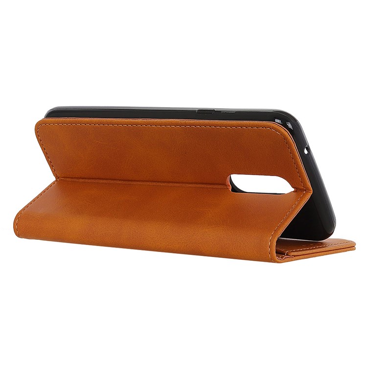 Auto-absorbed Split Leather Wallet Phone Casing for Xiaomi Redmi 8 - Brown-8