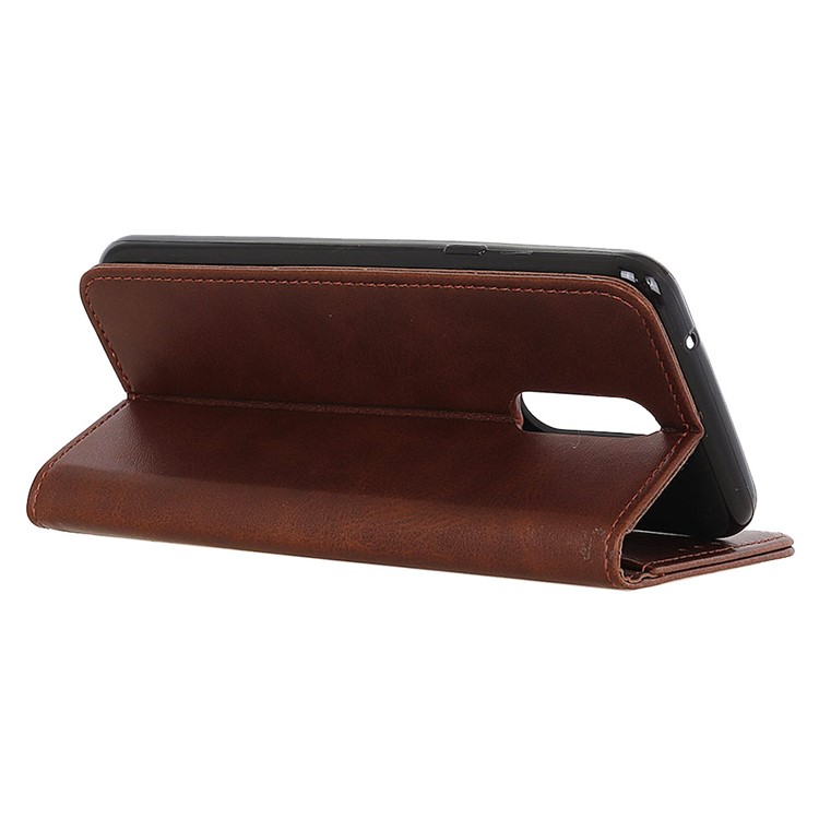 Auto-absorbed Split Leather Wallet Phone Casing for Xiaomi Redmi 8 - Coffee-8