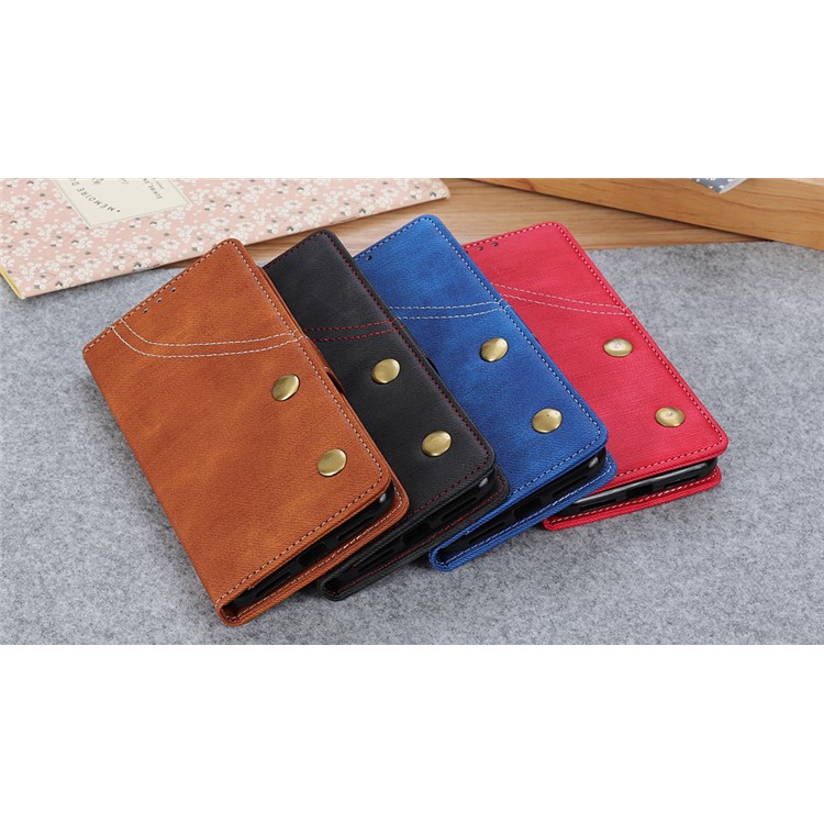 Jeans Cloth Wallet Stand Leather Phone Cover Casing for Xiaomi Redmi 8 - Black-13