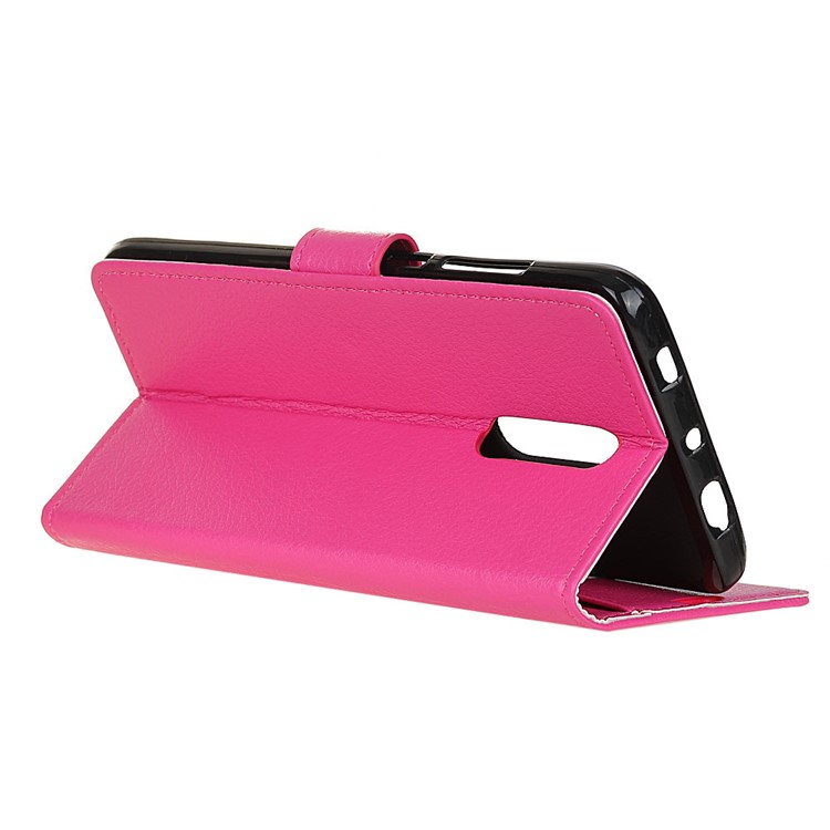 Litchi Texture Surface Wallet Stand Leather Cell Phone Covering for Xiaomi Redmi 8 - Rose-11