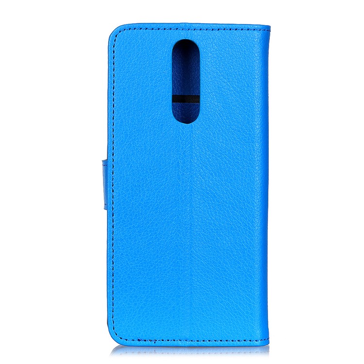 Litchi Texture Surface Wallet Stand Leather Cell Phone Covering for Xiaomi Redmi 8 - Blue-11