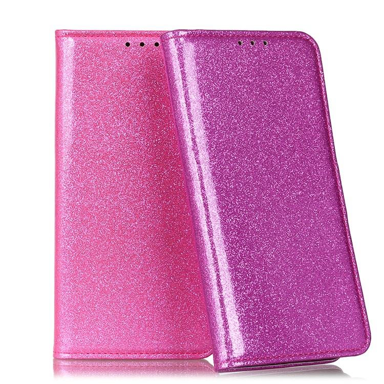 Glittery Powder Wallet Stand Flip Leather Shell for Xiaomi Redmi 8 - Rose-10
