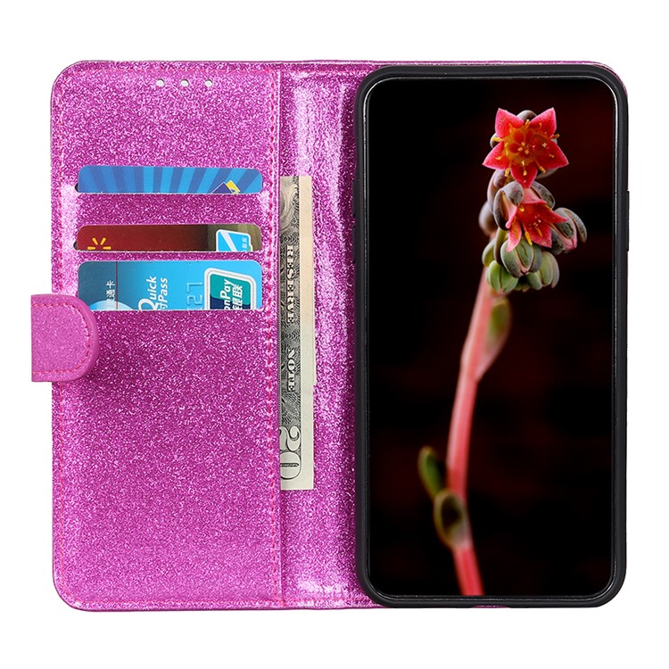 Glittery Powder Wallet Stand Flip Leather Shell for Xiaomi Redmi 8 - Rose-3