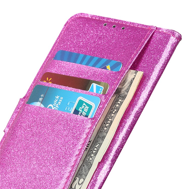 Glittery Powder Wallet Stand Flip Leather Shell for Xiaomi Redmi 8 - Rose-4