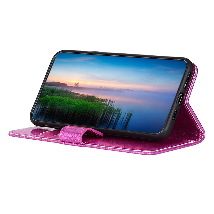 Glittery Powder Wallet Stand Flip Leather Shell for Xiaomi Redmi 8 - Rose-5