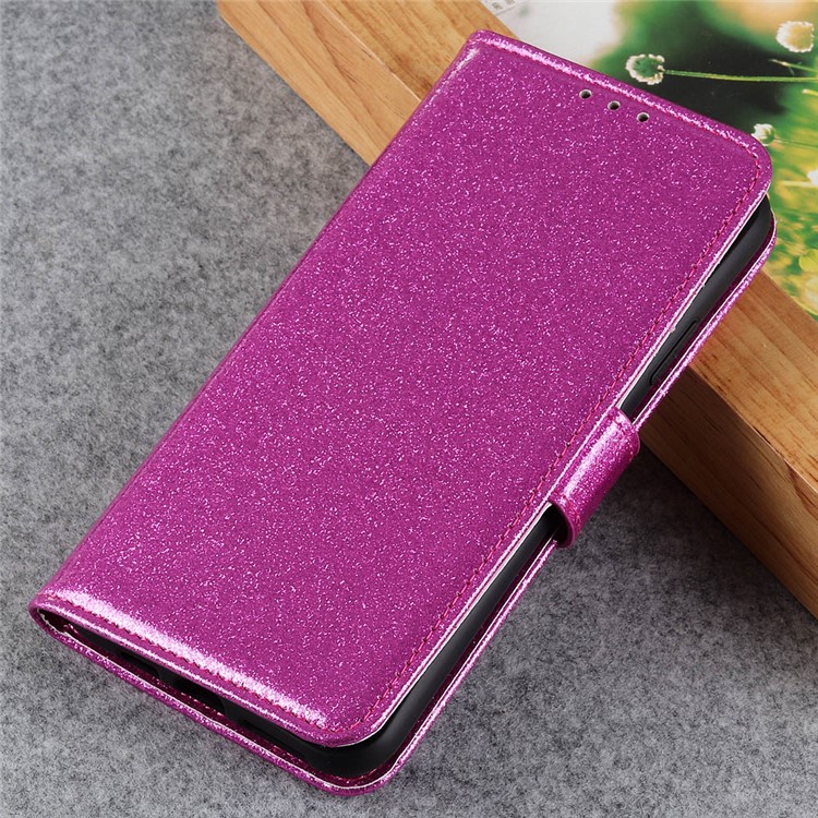Glittery Powder Wallet Stand Flip Leather Shell for Xiaomi Redmi 8 - Rose-9