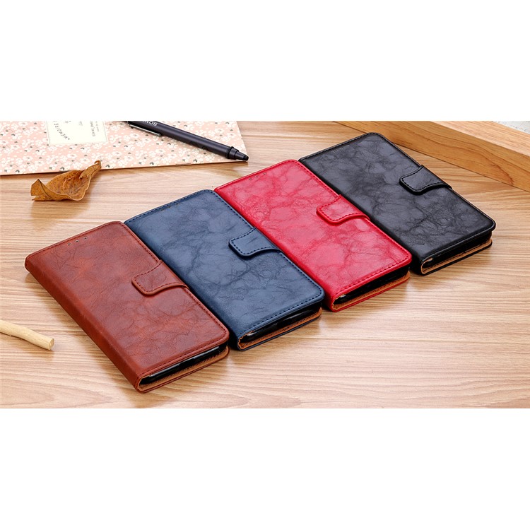 Crazy Horse Wallet Leather Stand Case for Xiaomi Redmi 8 - Black-13