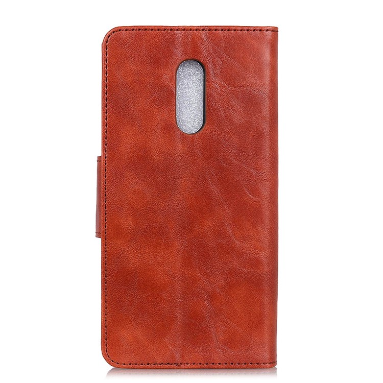 Carteira De Couro Crazy Horse Ficar Caso Para Xiaomi Redmi 8 - Castanho-10