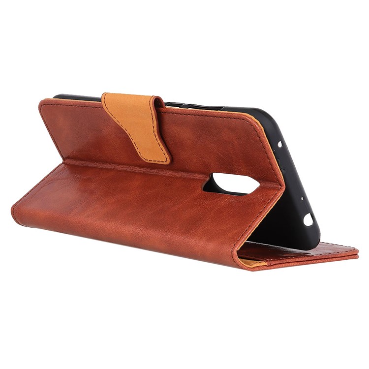 Carteira De Couro Crazy Horse Ficar Caso Para Xiaomi Redmi 8 - Castanho-11