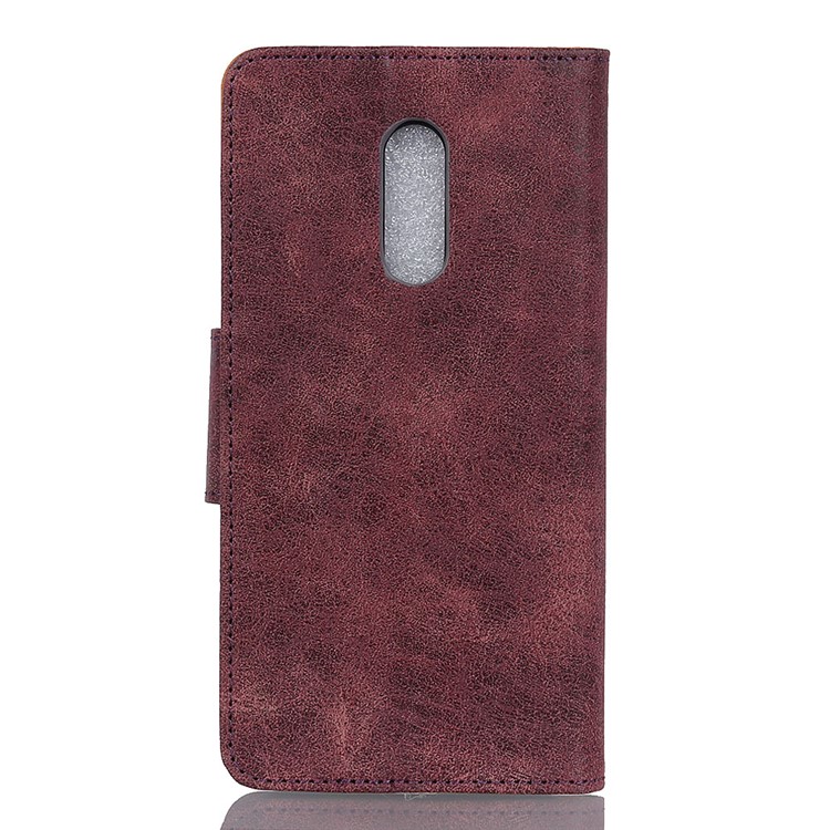 Vintage Style PU Leather Wallet Case for Xiaomi Redmi 8 - Wine Red-10