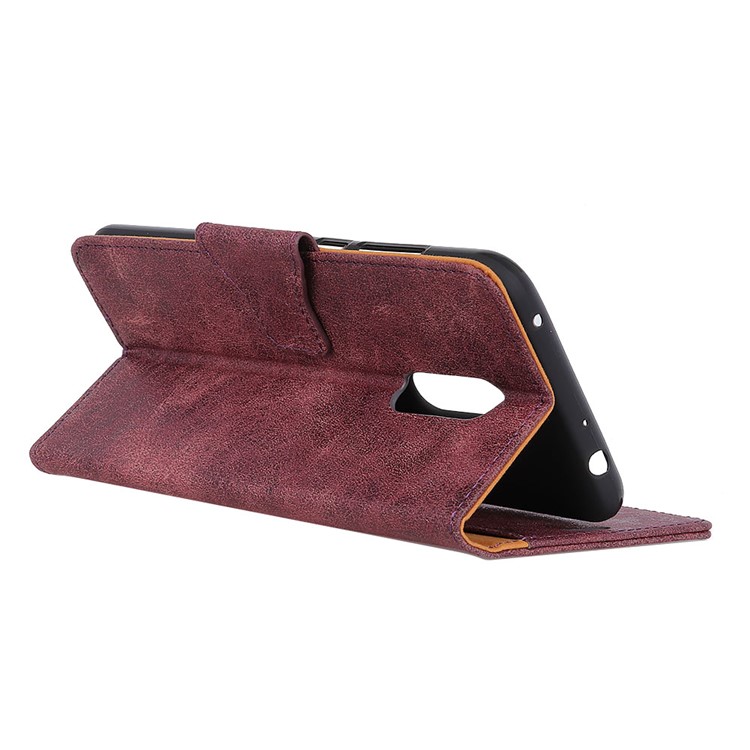 Vintage Style PU Leather Wallet Case for Xiaomi Redmi 8 - Wine Red-11