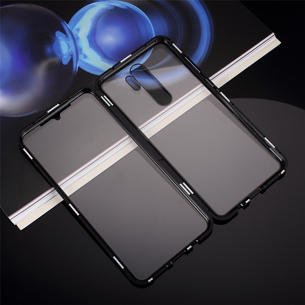 Magnetic Installation Metal Edge + Tempered Glass Full Protective Phone Shell for Xiaomi Redmi Note 8 Pro - Black-10