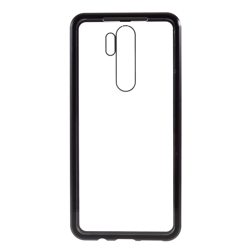 Installation Magnétique Edge Métal + Verre Trempée Shell de Téléphone de Protection Complet Pour Xiaomi Redmi Note 8 Pro - le Noir-2