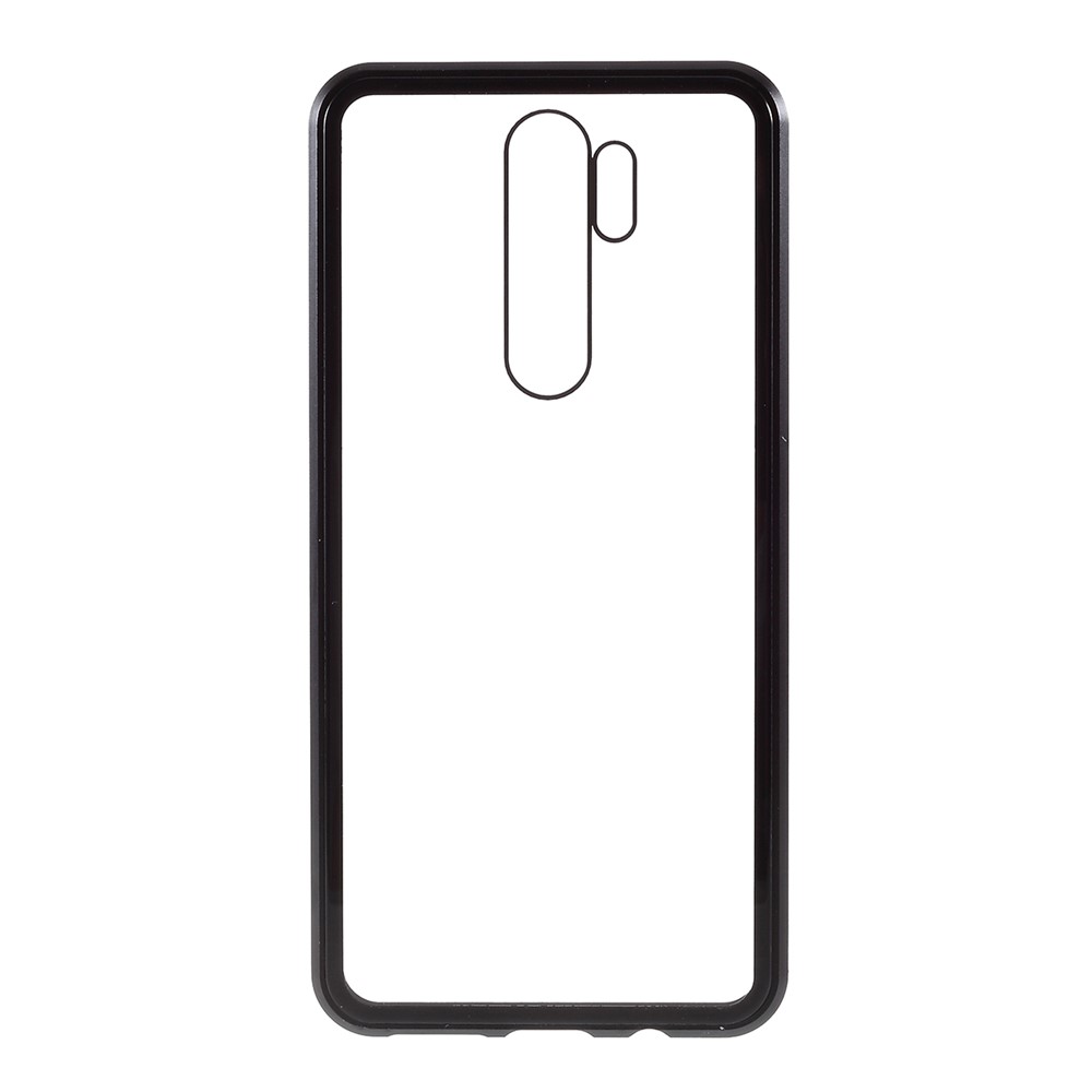 Installation Magnétique Edge Métal + Verre Trempée Shell de Téléphone de Protection Complet Pour Xiaomi Redmi Note 8 Pro - le Noir-4