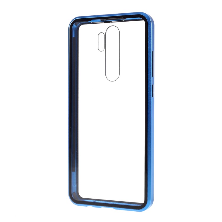 Magnetic Installation Metal Edge + Tempered Glass Full Protective Phone Shell for Xiaomi Redmi Note 8 Pro - Blue-3