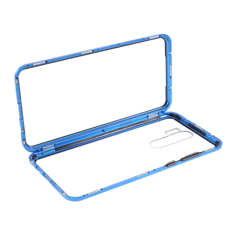 Magnetic Installation Metal Edge + Tempered Glass Full Protective Phone Shell for Xiaomi Redmi Note 8 Pro - Blue-6