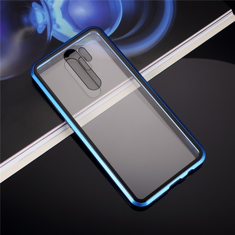Magnetic Installation Metal Edge + Tempered Glass Full Protective Phone Shell for Xiaomi Redmi Note 8 Pro - Blue-7