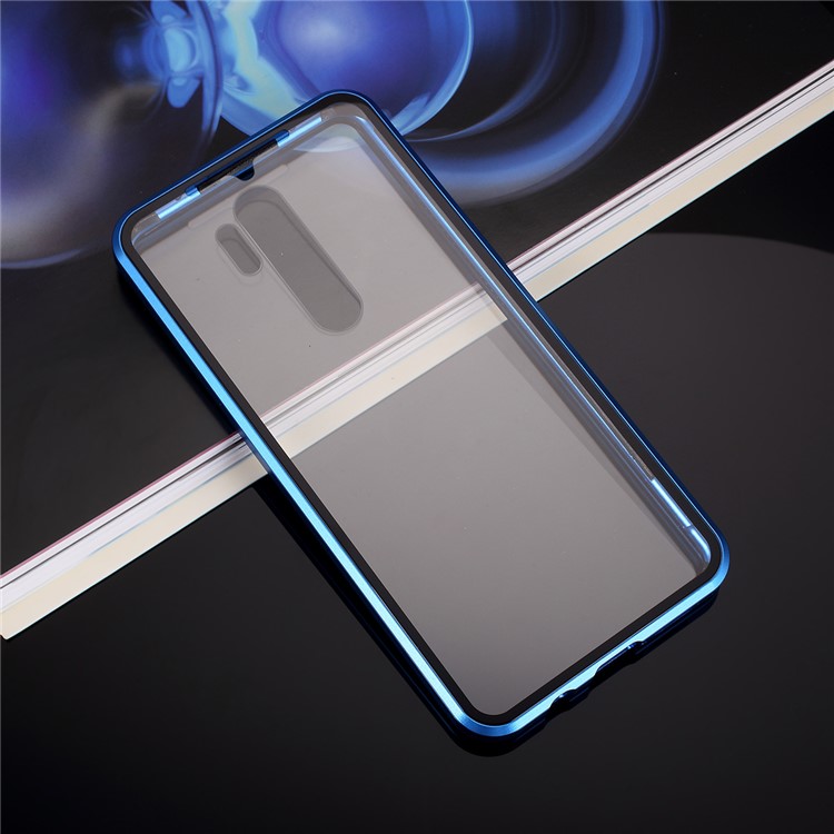 Magnetic Installation Metal Edge + Tempered Glass Full Protective Phone Shell for Xiaomi Redmi Note 8 Pro - Blue-8