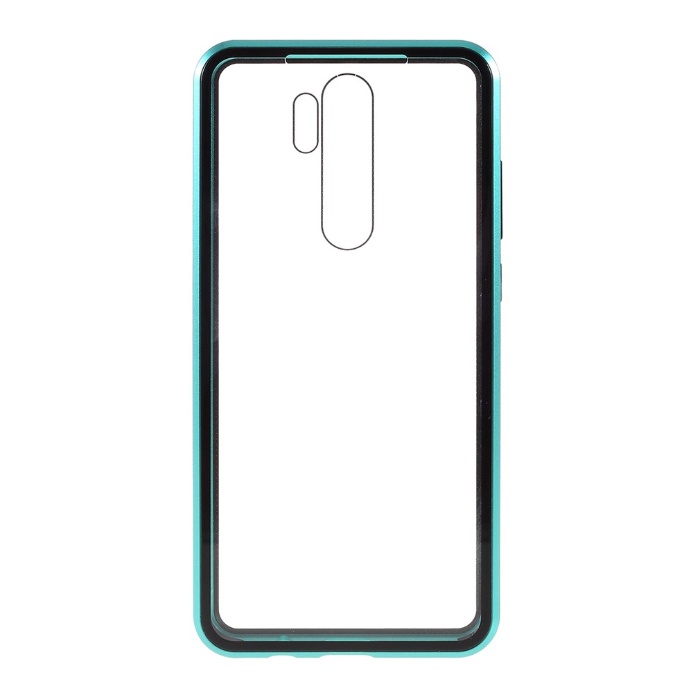 Magnetic Installation Metal Edge + Tempered Glass Full Protective Phone Shell for Xiaomi Redmi Note 8 Pro - Green-2