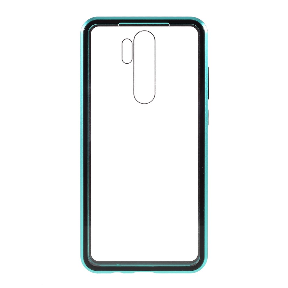 Instalación Magnética Borde de Metal + Vidry Tempered Protectora Completa Cáscara de Teléfono Para Xiaomi Redmi Note 8 Pro - Verde